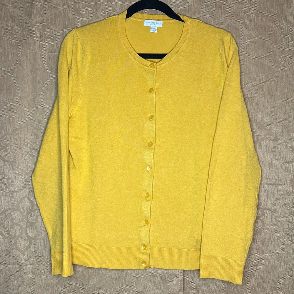 Charter Club Women's Yellow Cardigan Sweater Size Petite‎ Extra Large